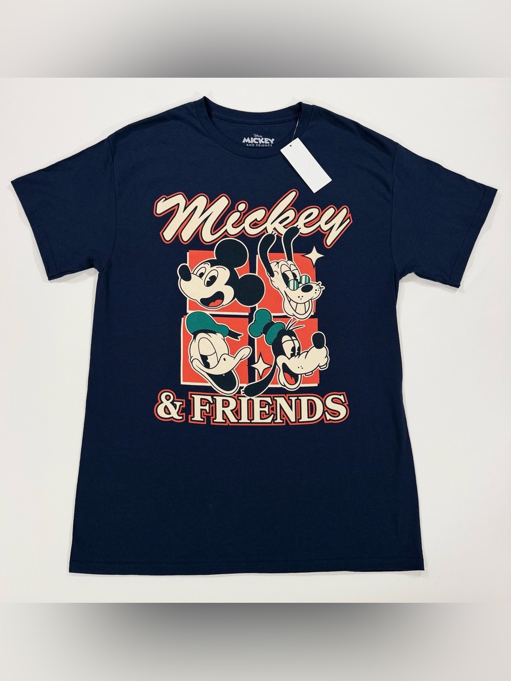 Disney Mickey & Friends T-Shirt Mens Medium Navy Retro Graphic Tee NWT